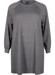 Lange mouwen jurk met parels, Grijs