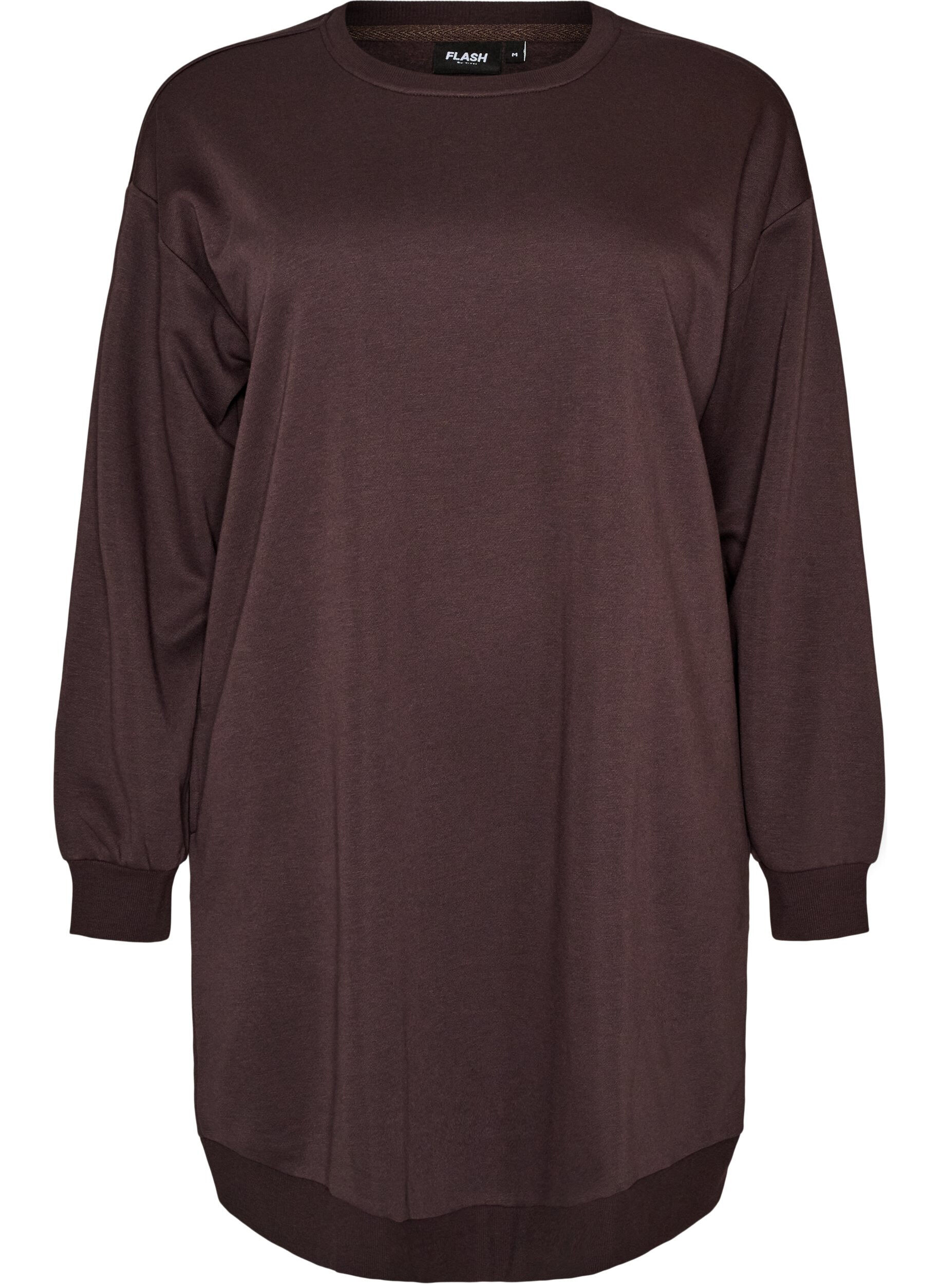 ZizziLosse sweatshirtjurk met zakken, Bruin, Packshot image number 0