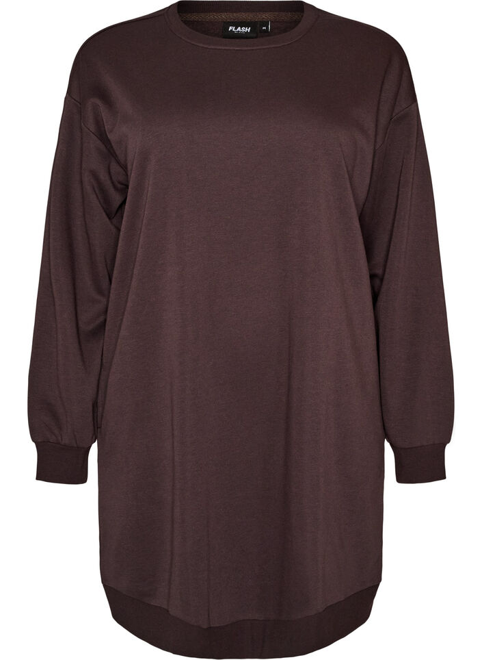 Losse sweatshirtjurk met zakken, Bruin, Packshot image number 0