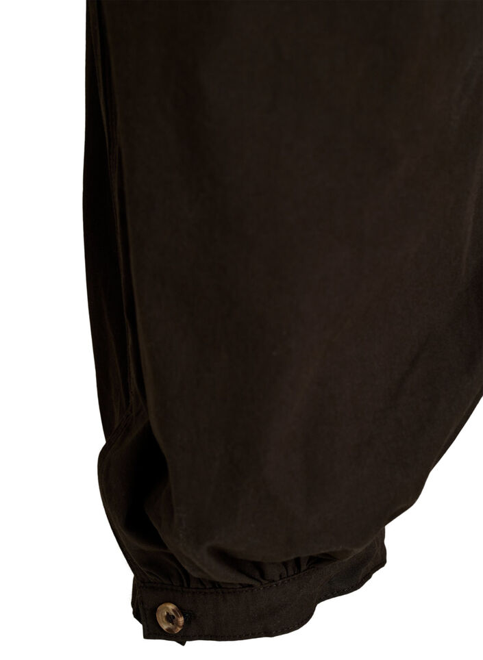 Katoenen balloonbroek met hoge taille, Bruin, Packshot image number 3