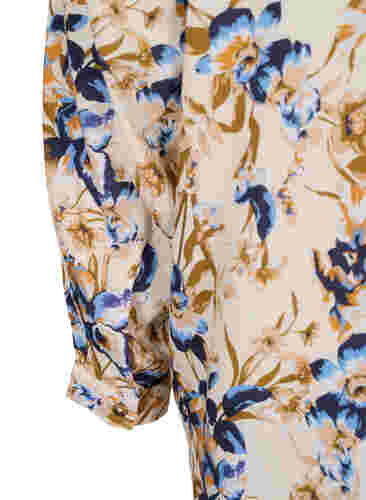 100% viscose blouse met bloemenprint, Ecru Flower, Packshot image number 3