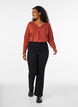 T-shirt met lange mouwen, V-hals en knopen, Bruin, Model image number 1