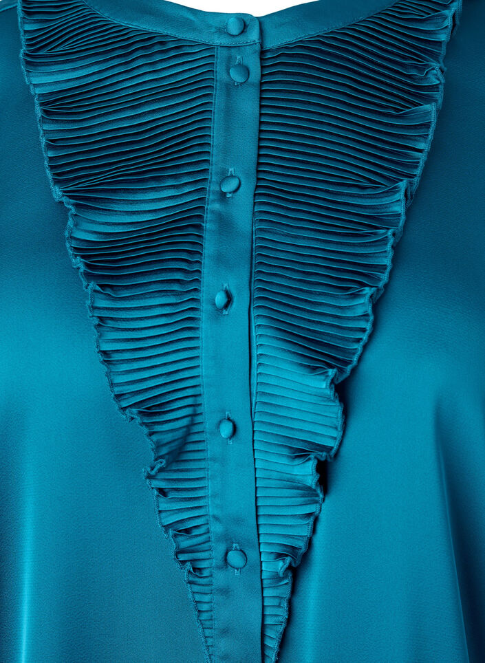 Satijnen overhemd blouse met ruches, Shaded Spruce, Packshot image number 2
