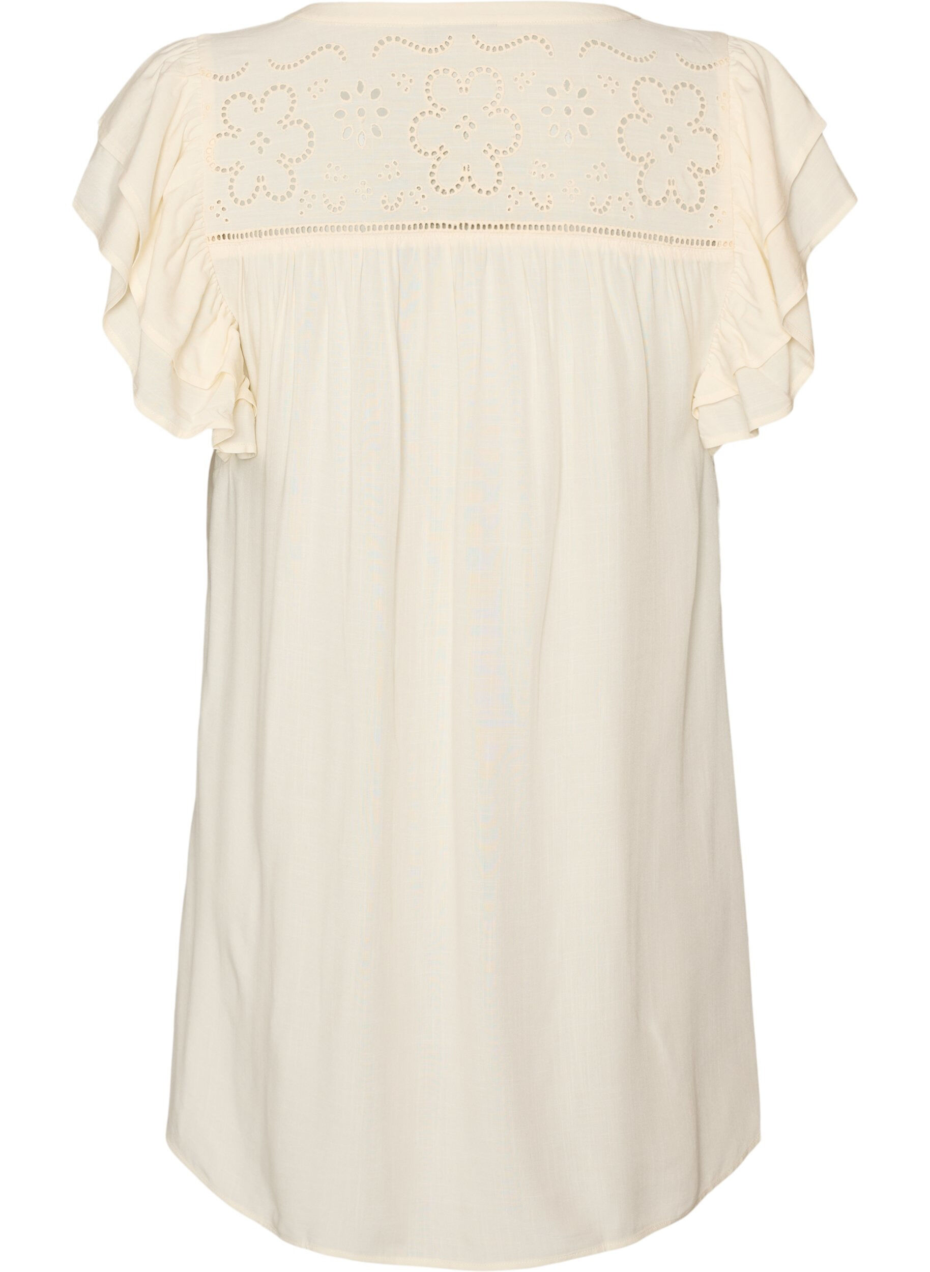ZizziTunic met broderie anglaise en mouwen met ruches, Beige, Packshot image number 1