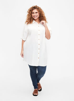 Shirt met korte mouwen en knopen, Off-White, Model image number 2