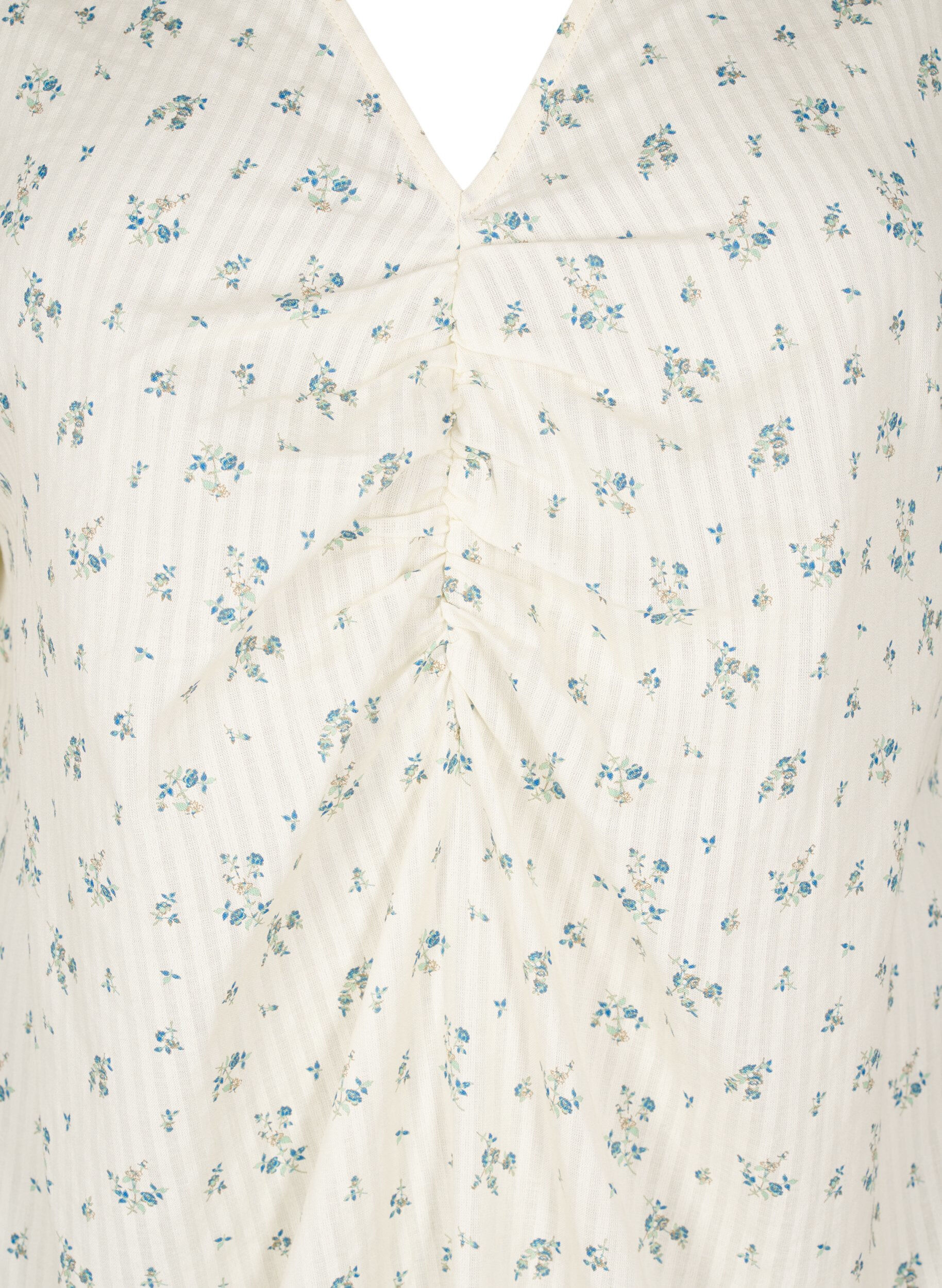 Zizzi Blouse met korte pofmouwen en ruches details, Wit, Packshot image number 2