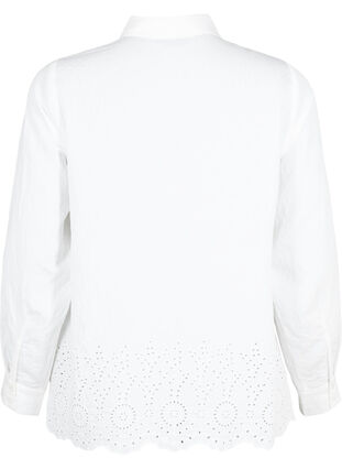 Viscose overhemd met broderie anglaise, Bright White, Packshot image number 1