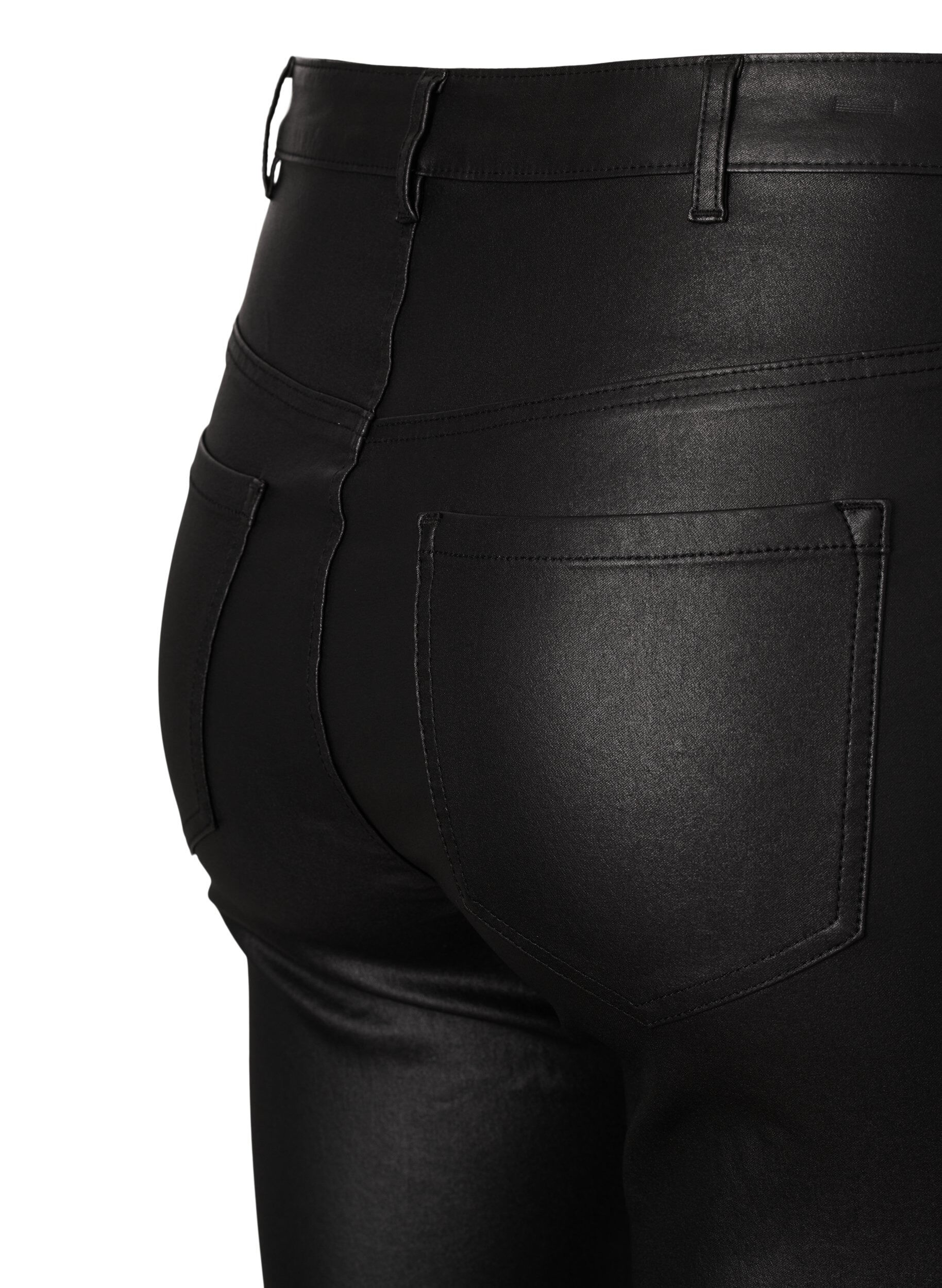 Zizzi Ellen jeans met coating en bootcut, Black, Packshot image number 3