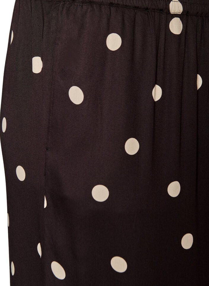 Viscose broek met stippen en wijde pijpen, Bruin, Packshot