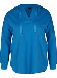 Sweatshirt met capuchon en split, Daphne Blue