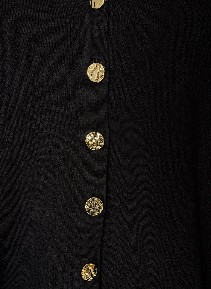 Fijngebreid cardigan met decoratieve knopen, Zwart, Packshot image number 2