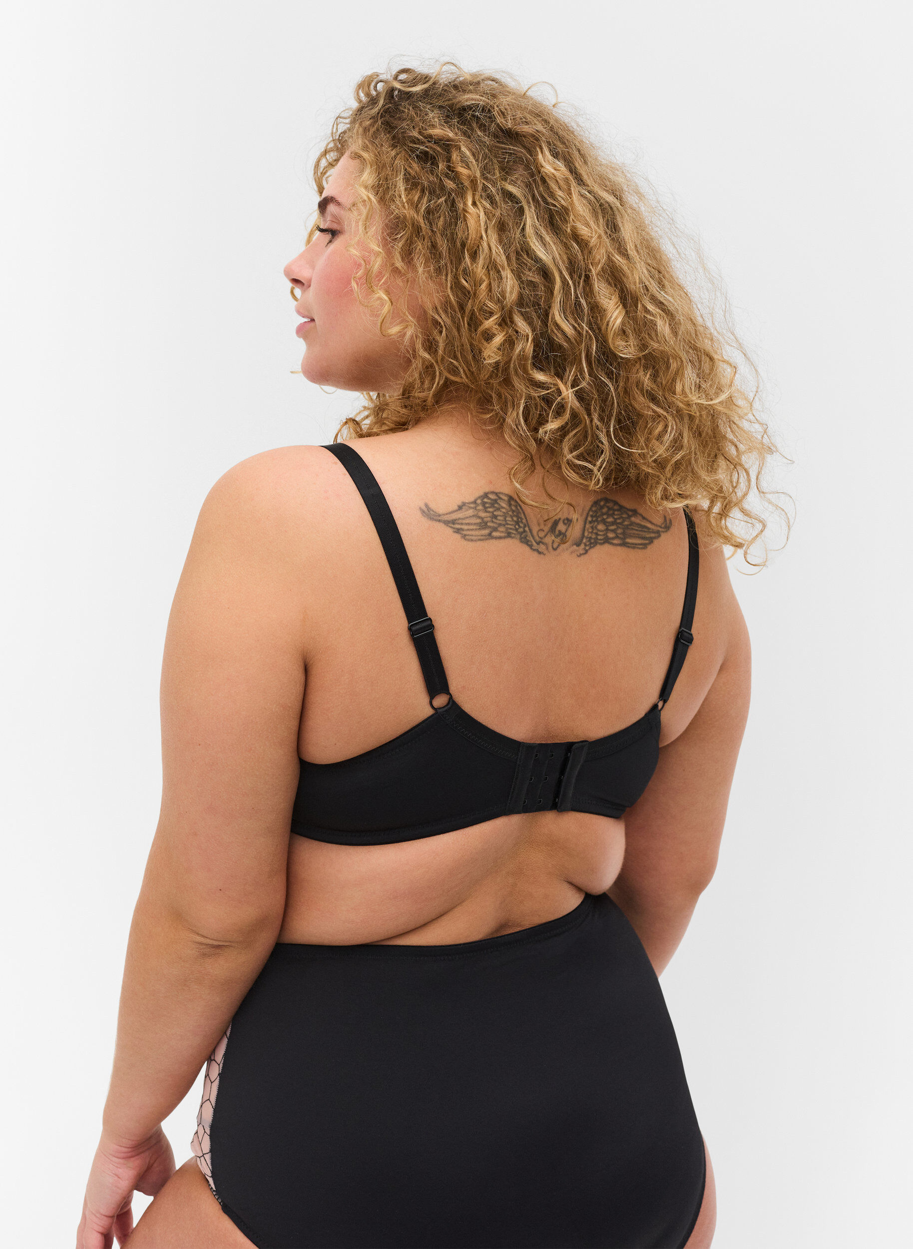 Zizzi Beugelbeha met motief, Black, Model image number 1