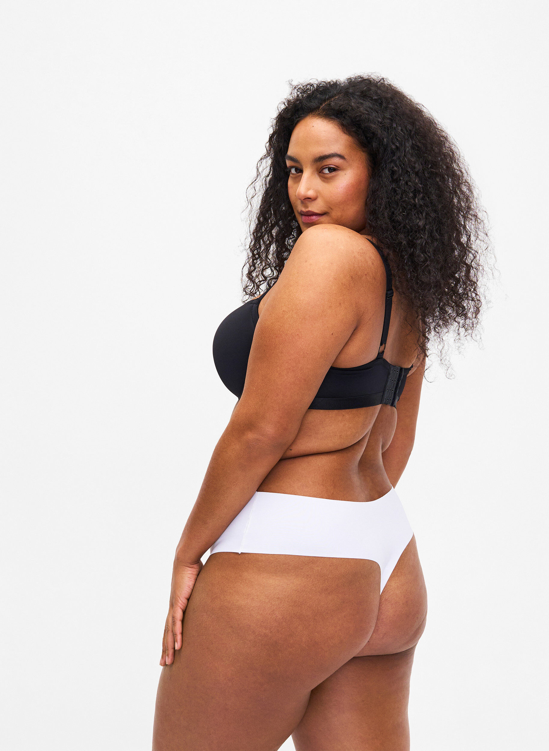 Zizzi Set van 2 naadloze g-strings, Wit, Model image number 1