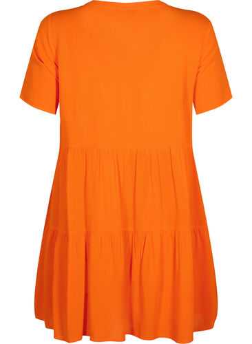 Viscose jurk met korte mouwen en a-lijn, Exuberance, Packshot image number 1
