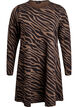 Jurk met lange mouwen, ronde hals en zebraprint, Walnut Zebra, Packshot image number 0