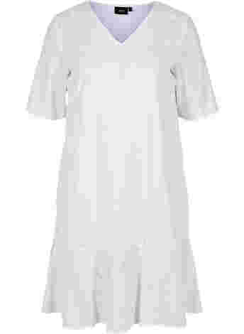 Katoenen jurk met korte mouwen en borduursel anglaise