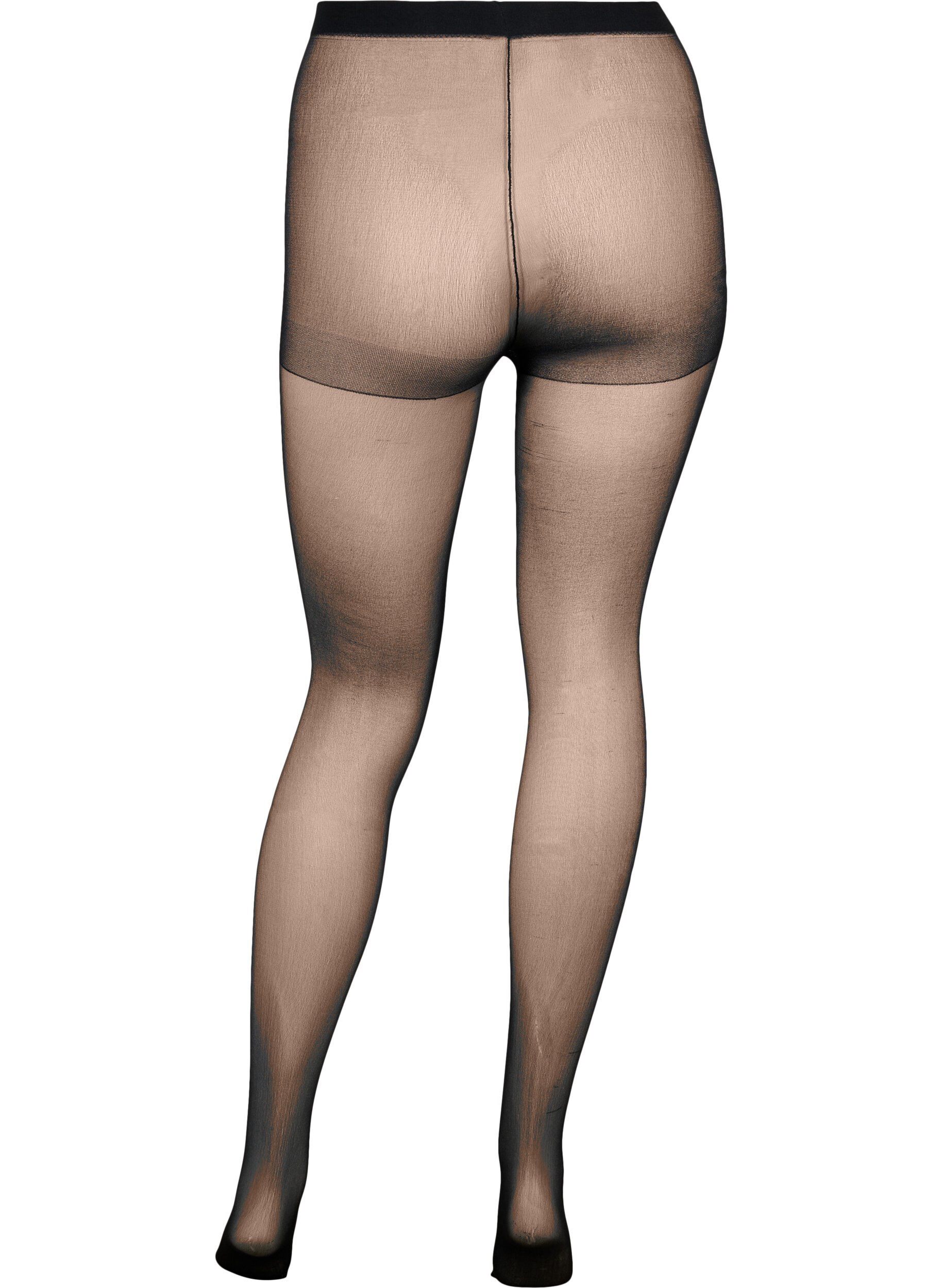 Zizzi2-pak panty's in 20 denier, Zwart, Packshot image number 1