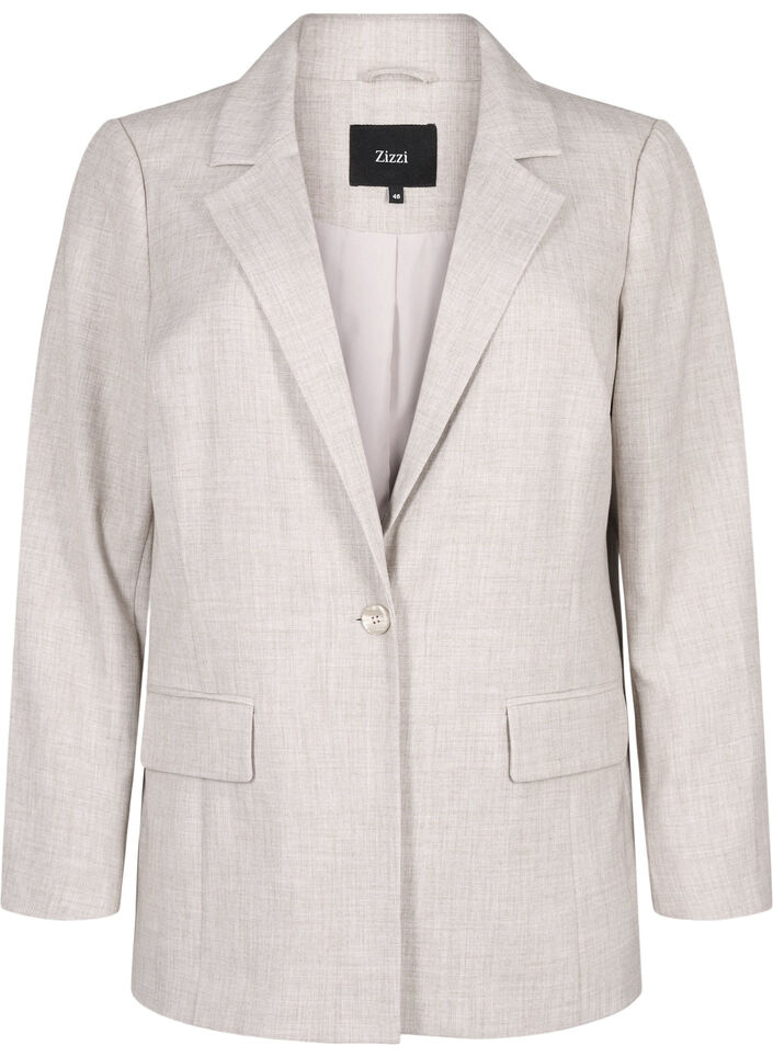 Gemêleerde blazer met knoopsluiting, String, Packshot image number 0