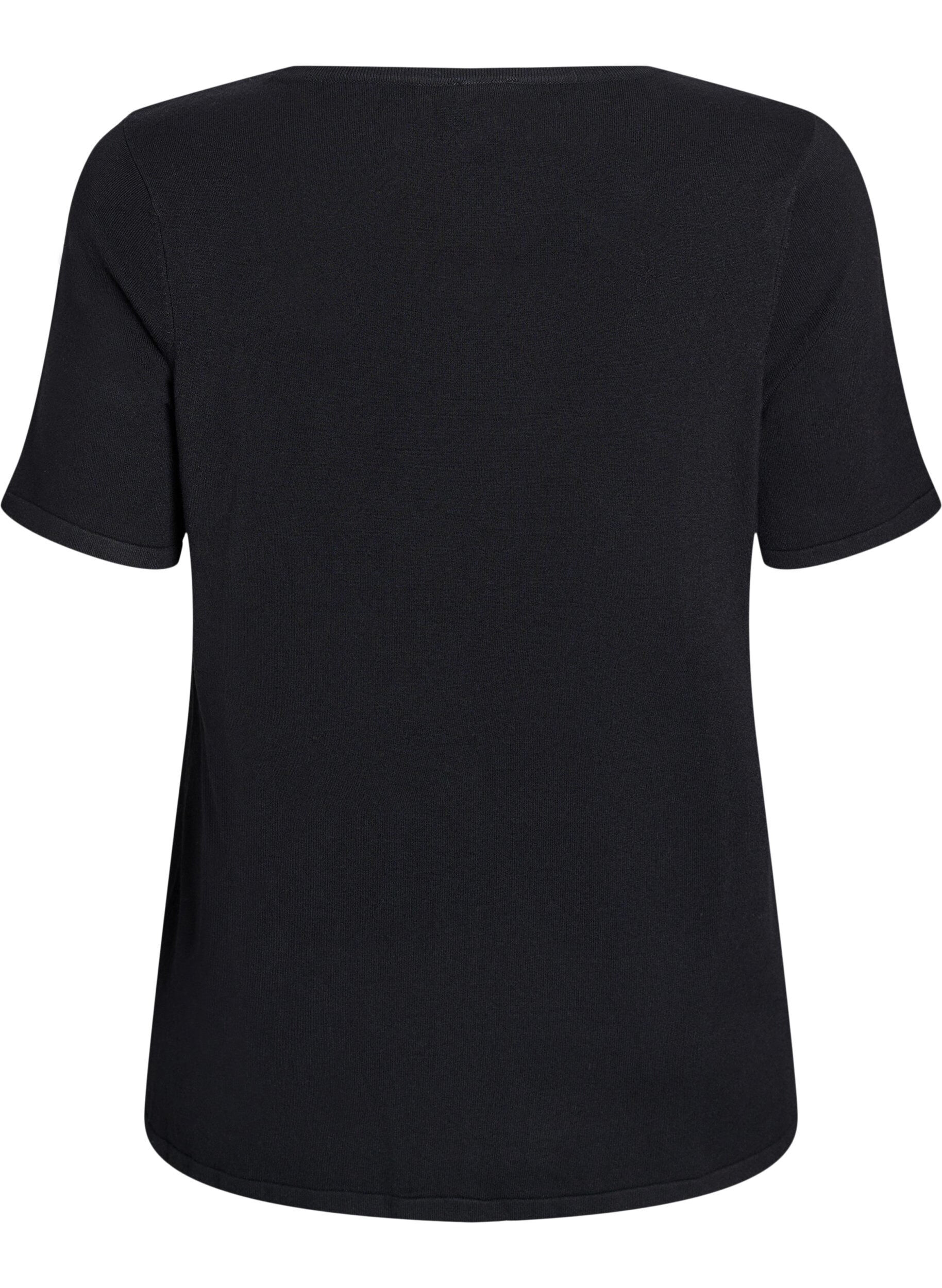 Zizzi Gebreide blouse met korte mouwen van viscose, Zwart, Packshot image number 1
