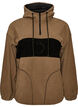 Fleece-anorak met capuchon en contrasterend paneel, Bruin, Packshot image number 0
