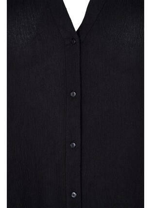 Viscose overhemd met korte mouwen en v-hals, Black, Packshot image number 2