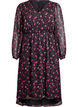 Chiffon jurk met bloemenprint en lange mouwen, Zwart, Packshot image number 0