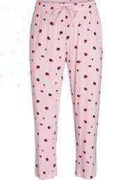 Pyjamabroek in zachte jersey met hoge taille en fruitprint, Roze