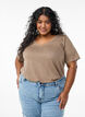 Basic t-shirt met korte mouwen en V-hals, Bruin, Model image number 0
