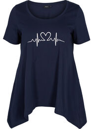 Katoenen t-shirt met korte mouwen en a-lijn, Night Sky Silv Heart