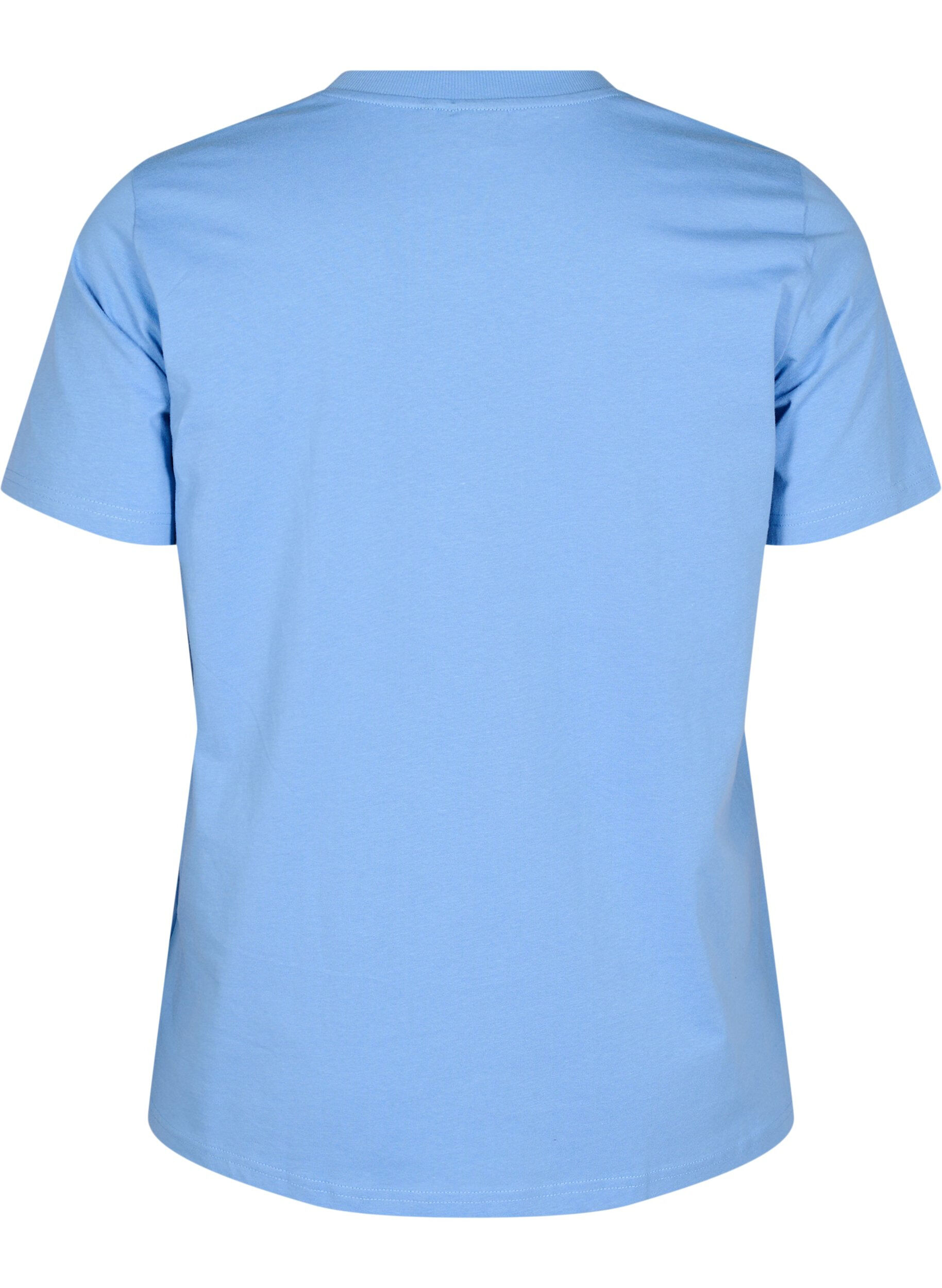 Zizzi Basic katoenen T-shirt met ronde hals, Blauw, Packshot image number 1