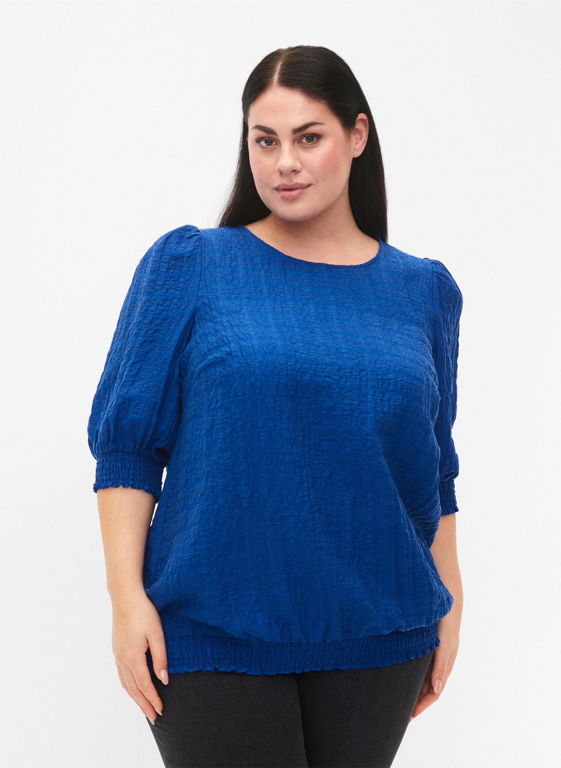 Zizzi Smock blouse met lyocell (TENCEL&trade;), Strong Blue, Model image number 0