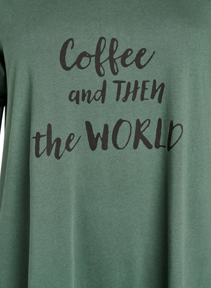 Nachtjapon van biologisch katoen met korte mouwen, Groen, Packshot image number 2