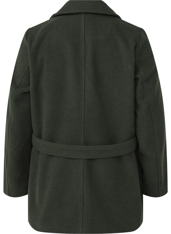 Korte wollen jas met riem, Forest Night Mel., Packshot image number 1