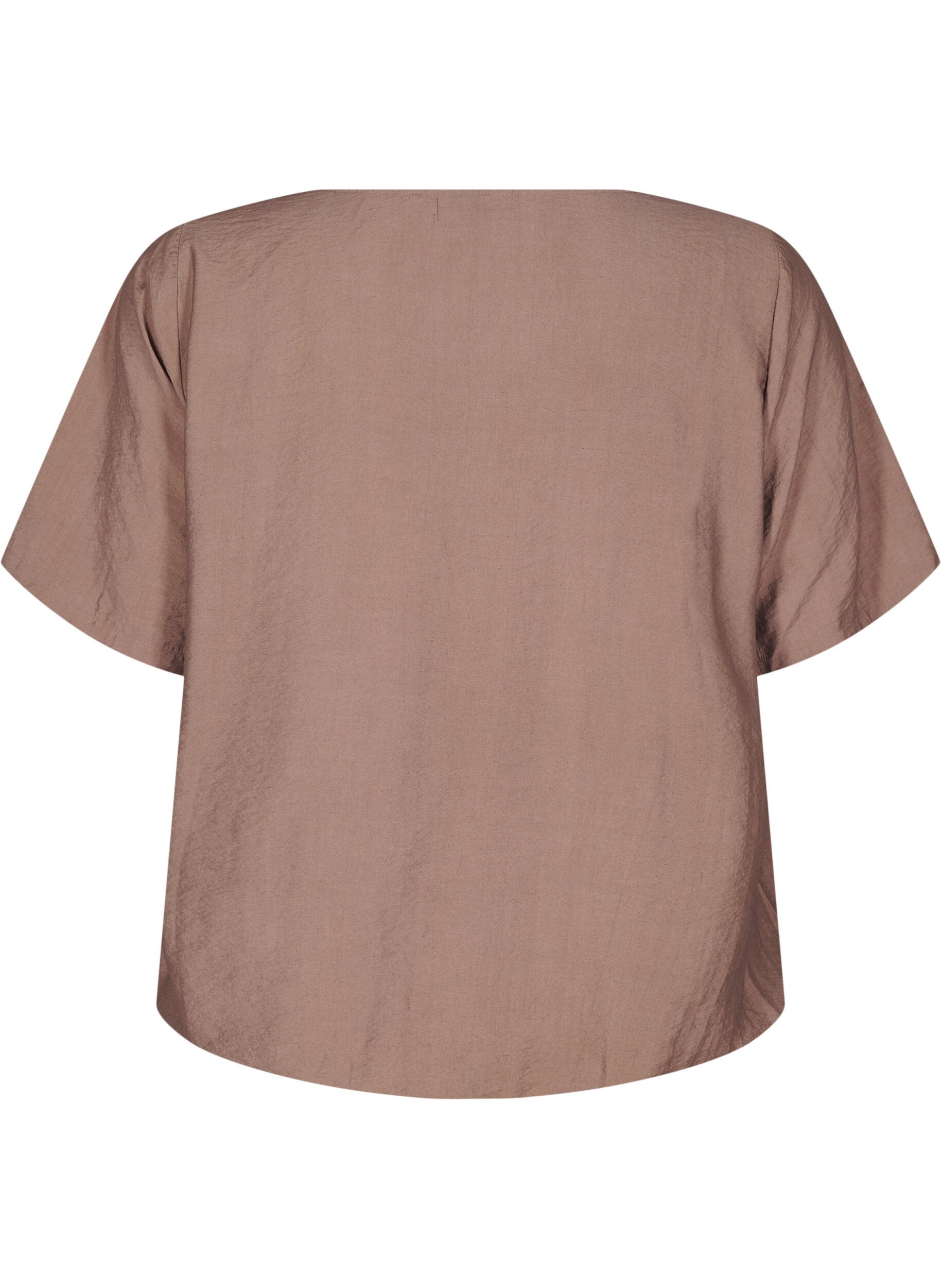 Zizzi Blouse met korte mouwen en elastische zoom, Bruin, Packshot image number 1