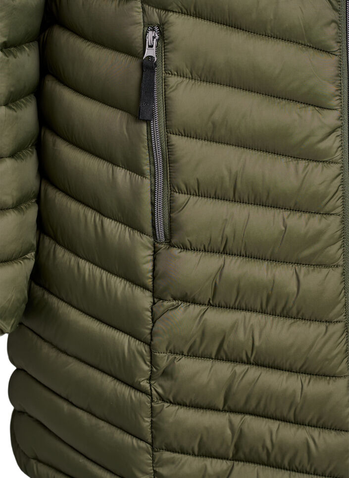 Lichtgewicht jas met zakken en een afneembare capuchon, Groen, Packshot image number 3