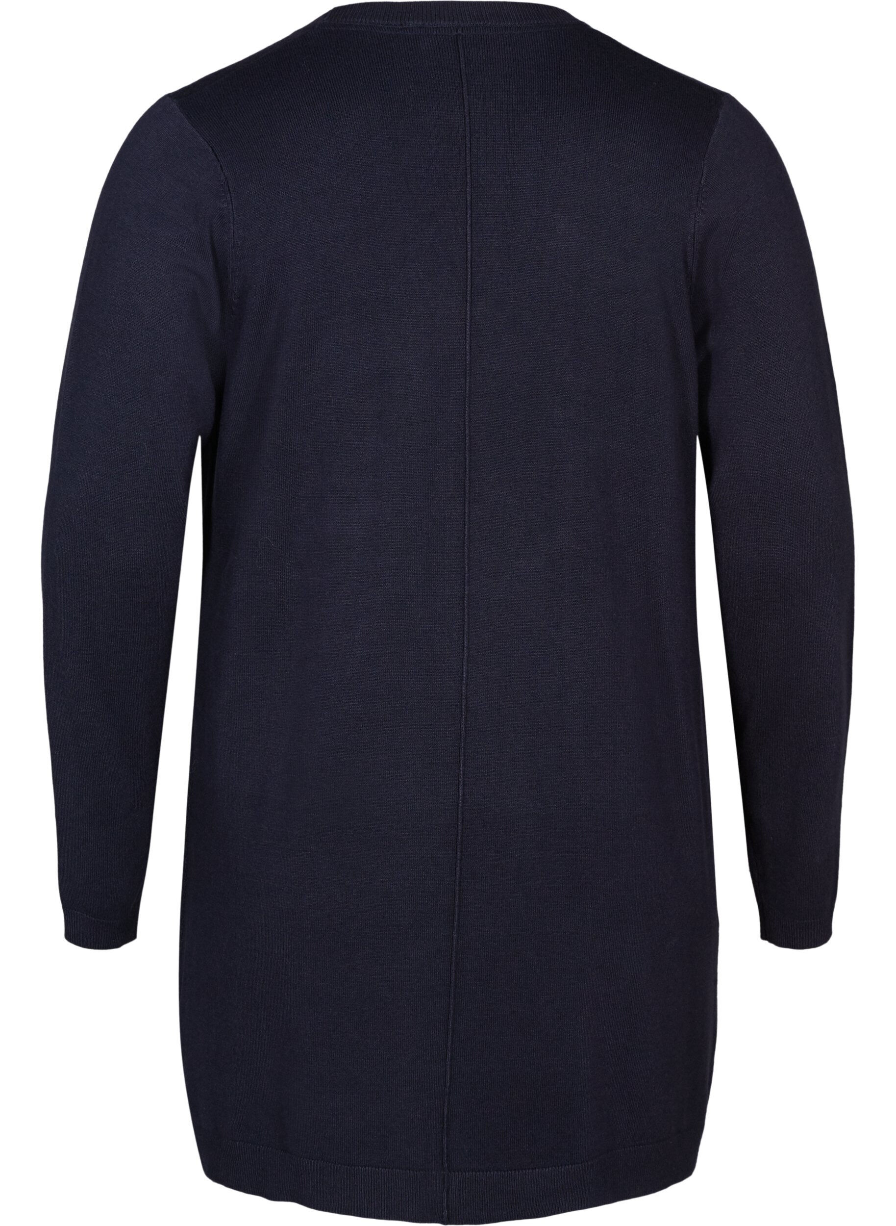 ZizziLang gebreid vest in viscosemix, Blauw, Packshot image number 1
