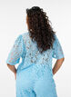 Kanten blouse met korte mouwen en V-hals, Blauw, Model image number 2