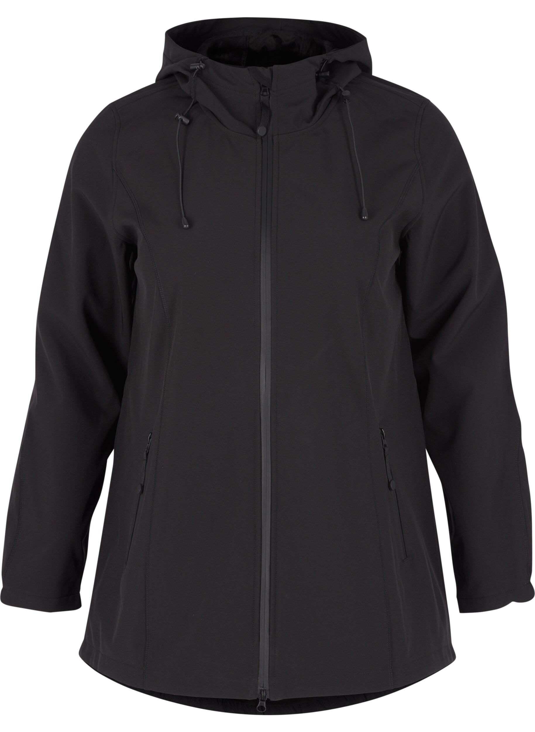 Zizzi Korte softshell jas met capuchon, Black, Packshot image number 0