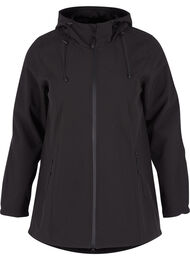 Korte softshell jas met capuchon, Black