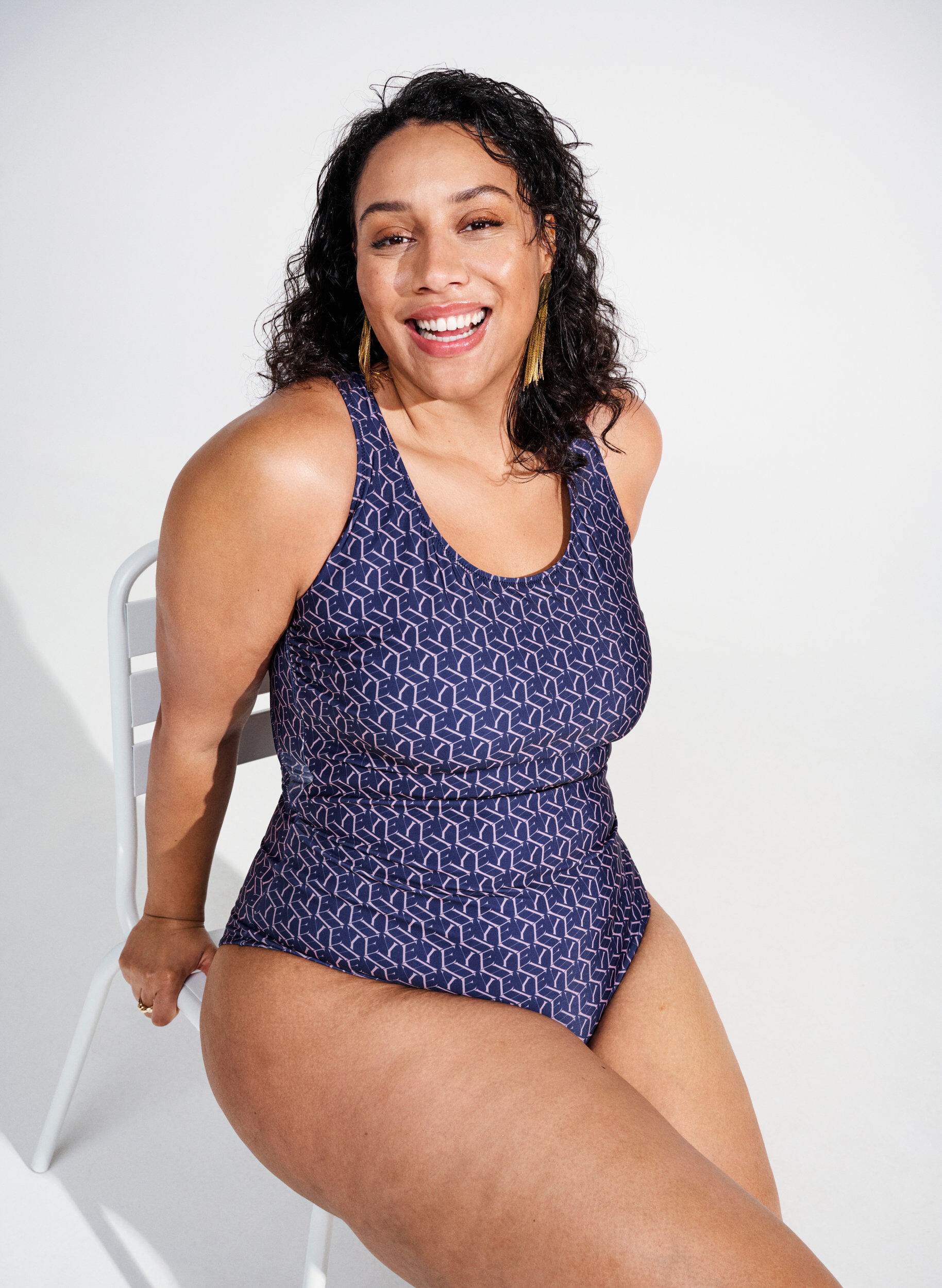 Zizzi Badpak met print en gekruiste rug, Text Print, Image image number 0