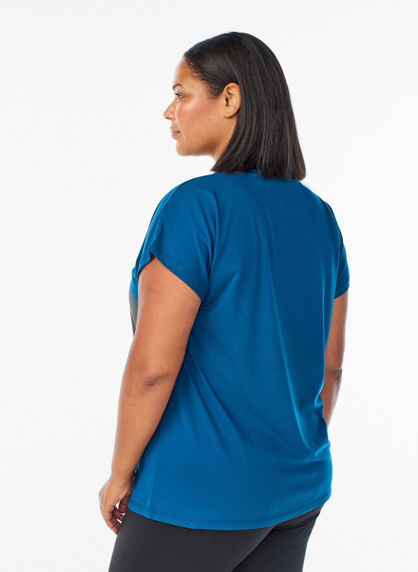 Effen gekleurd trainingsshirt, Blauw, Model image number 2