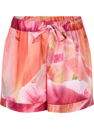 Pyjama shorts met patroon en trekkoord, Orange Pink AOP, Packshot image number 0