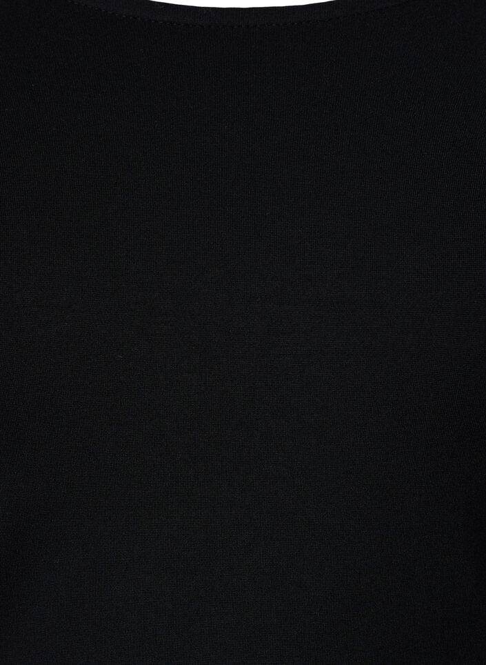 Effen jurk met 3/4-mouwen en split, Black, Packshot image number 2
