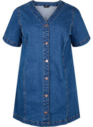 Korte denim jurk met V-hals, Blauw