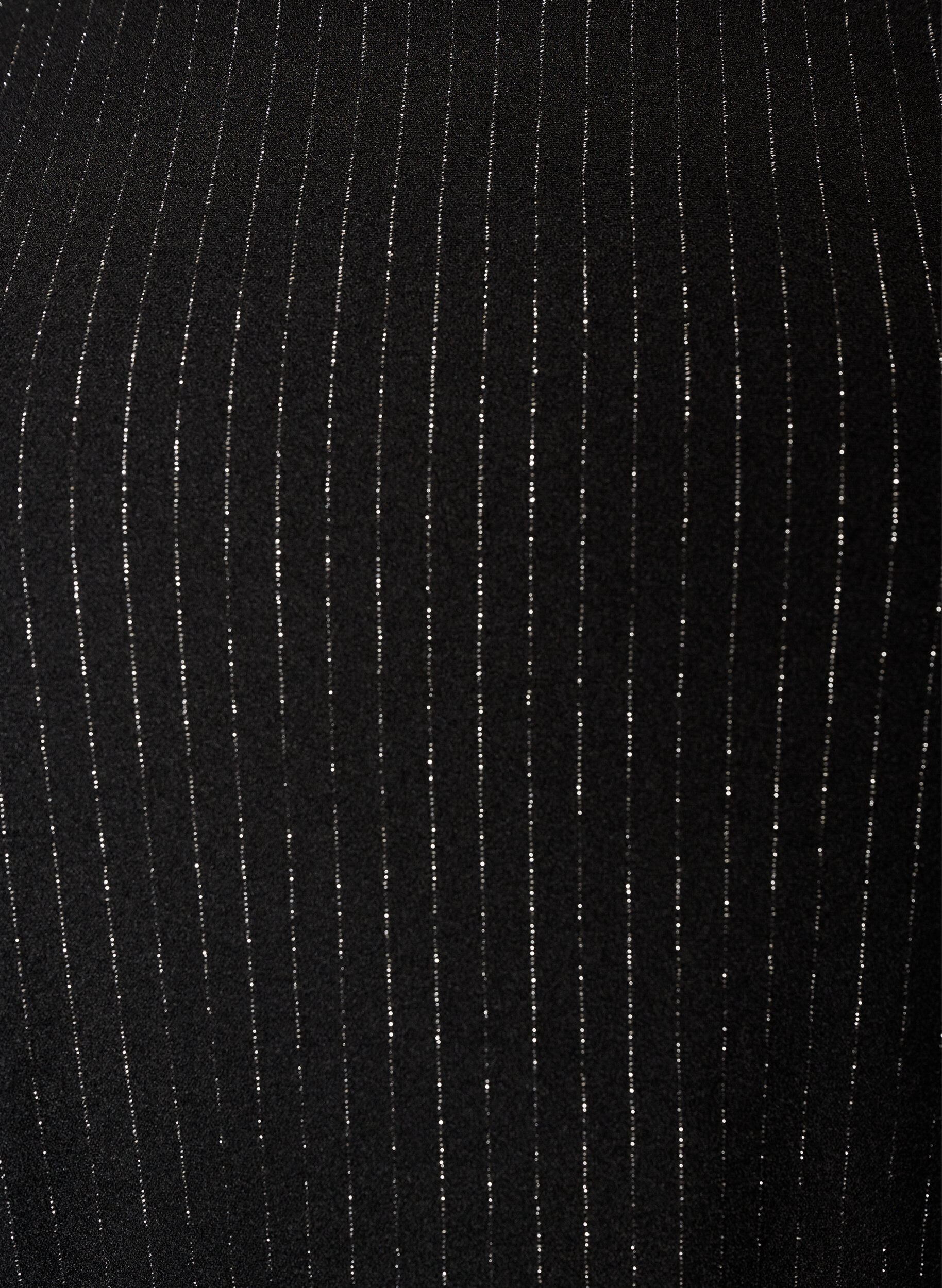 ZizziKorte A-lijnjurk met glitterstrepen, Zwart, Packshot image number 2