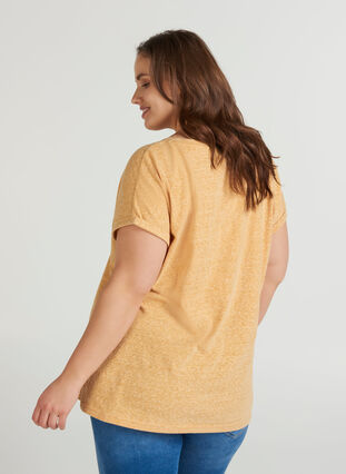 Gemêleerd katoenen t-shirt, Mineral Yellow Mélange, Model image number 1