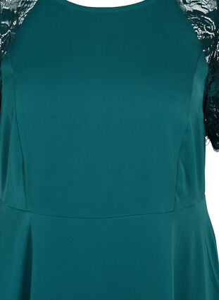 Midi-jurk met korte kanten mouwen, Deep Teal, Packshot image number 2