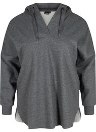 Sweatshirt met capuchon en split, Dark Grey Melange