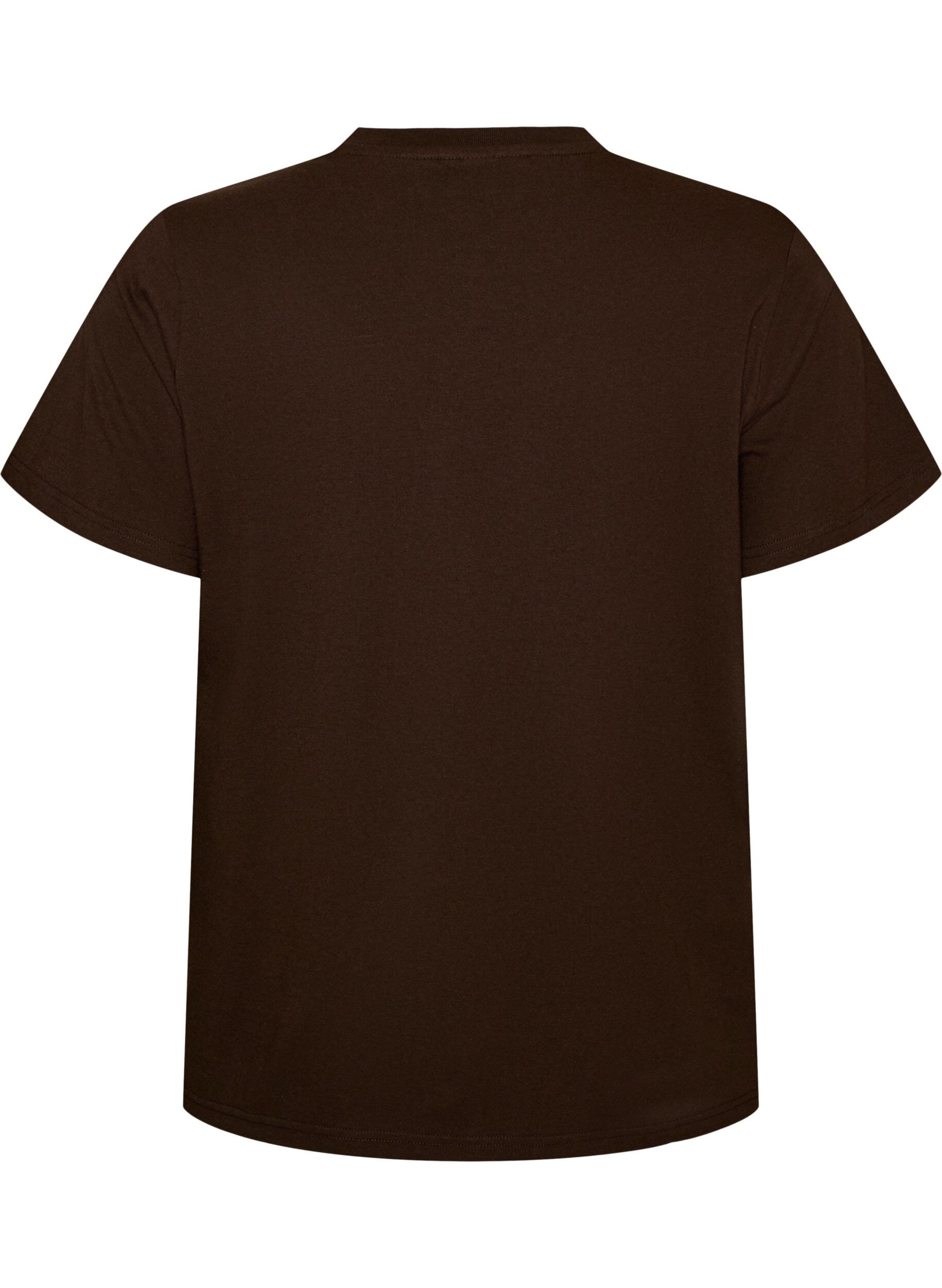 ZizziOrganisch katoenen T-shirt met print aan de voorkant, Bruin, Packshot image number 1