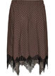 Midi-rok met kanten afwerking en ruitpatroon, Bruin, Packshot image number 1